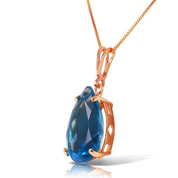 Galaxy Gold Products Jewelry - 14K. SOLID GOLD NECKLACE WITH NATURAL BLUE TOPAZ